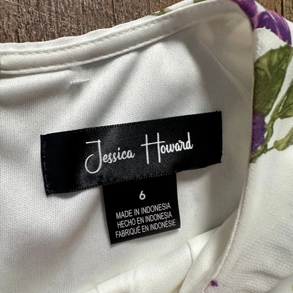 Women's Jessica Howard White Purple Floral High Low Dress Size 6 - Picture 4 of 14